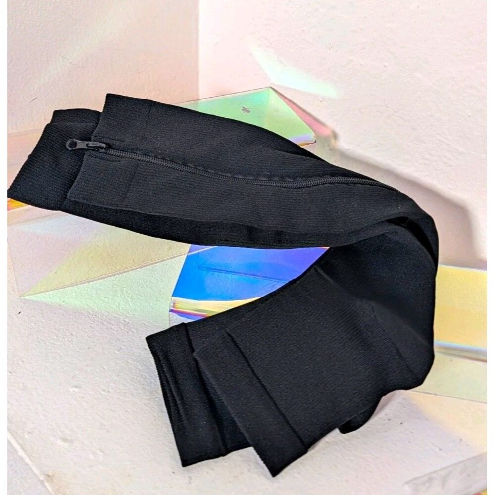 Black Zipper Compression Socks S/M Open Toe Knee High Support Stockings I'm